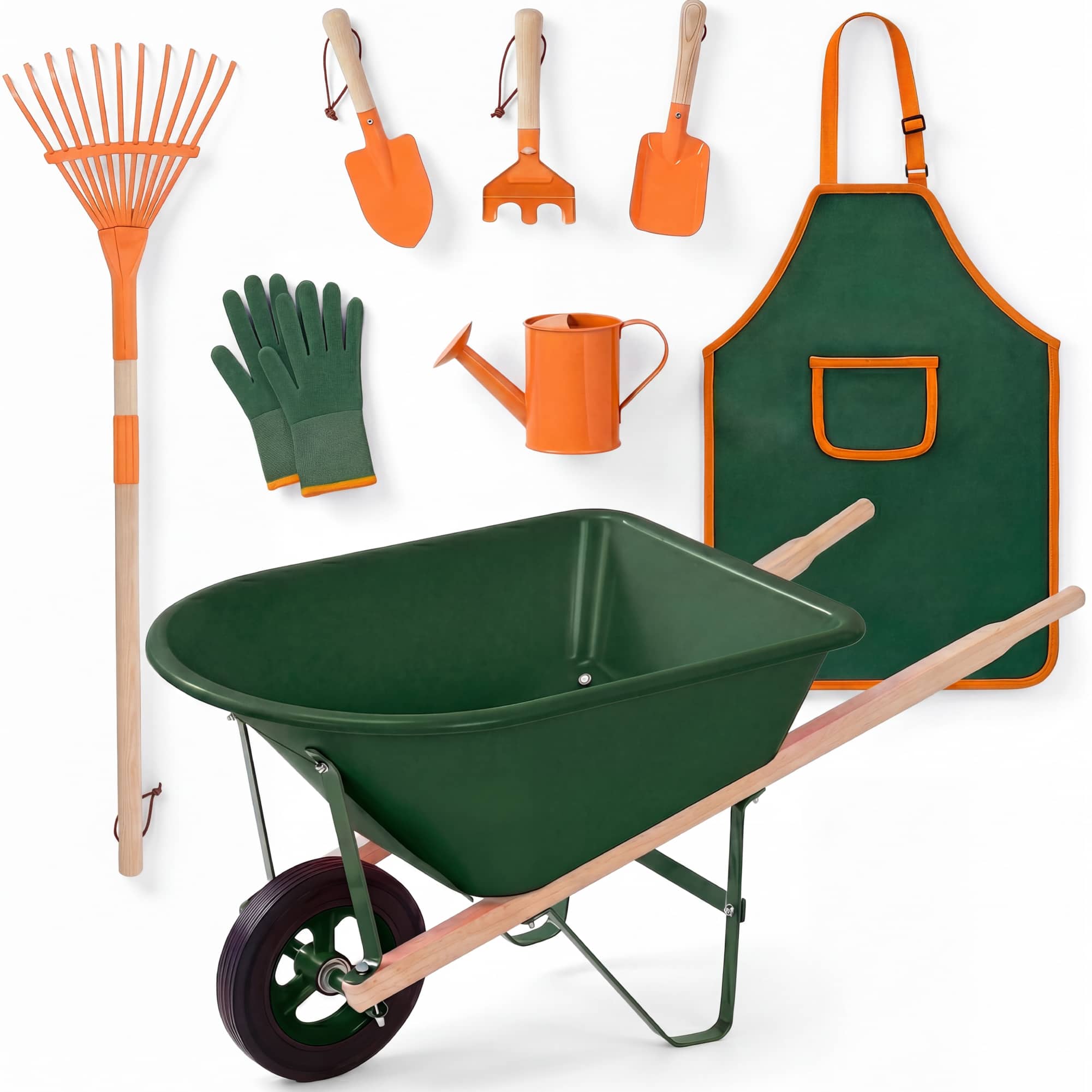 Best Choice Products Kids Wheelbarrow Gardening Tool Set, 8-Piece - Image 1