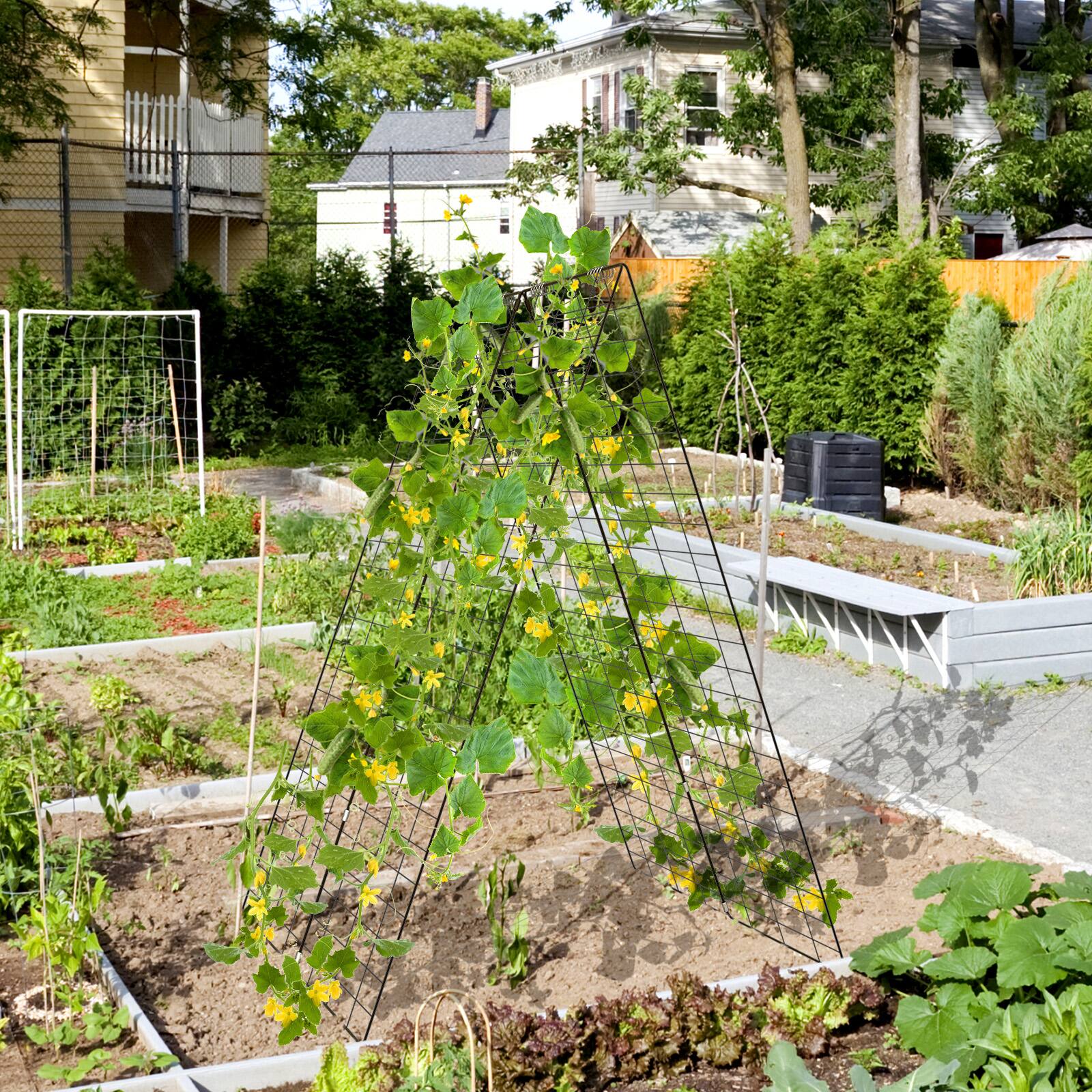 Costway Foldable A-Frame Cucumber Trellis with Twist Ties - Image 1