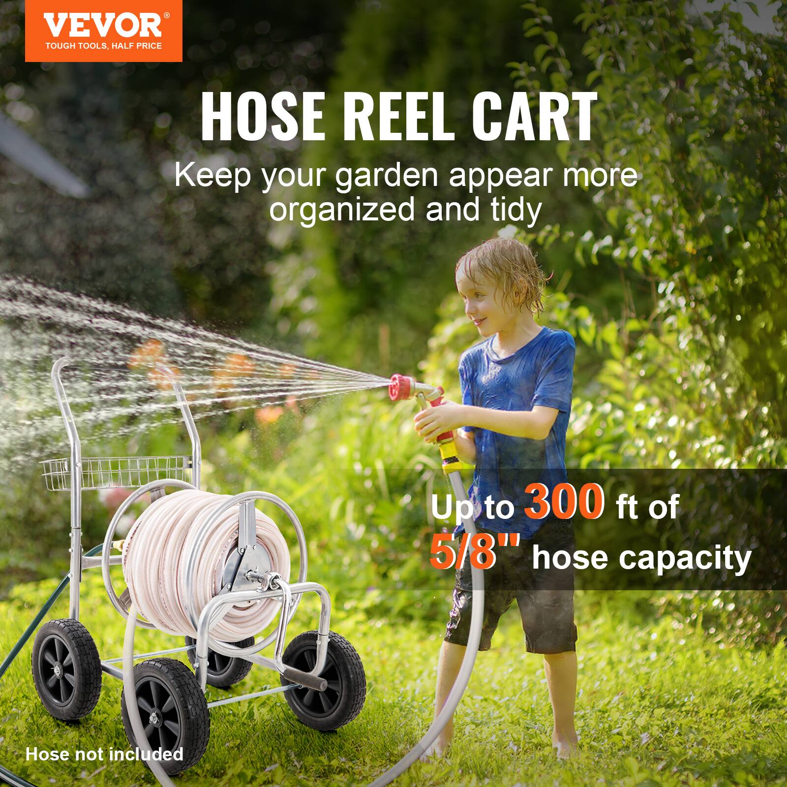 VEVOR Garden Hose Reel Cart, 300 ft Capacity - Image 1