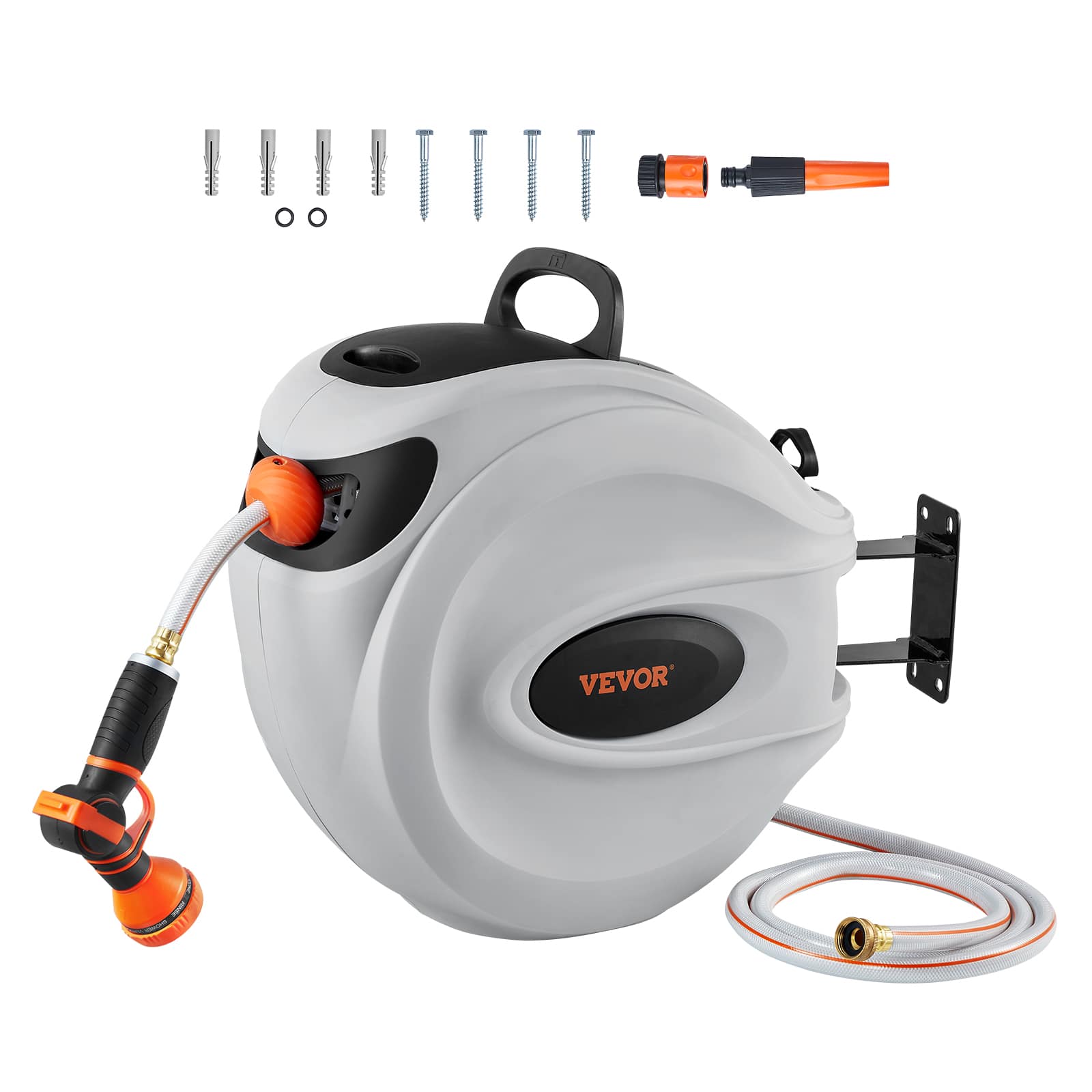 VEVOR Retractable Hose Reel, 115 ft, Gray - Image 1